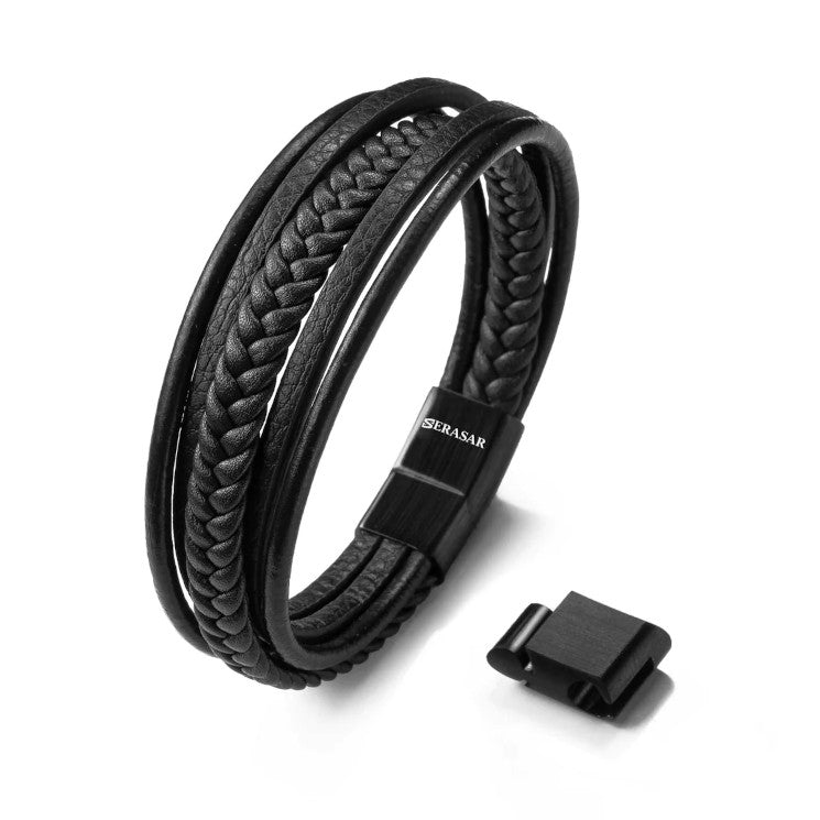 Leather bracelet “Braid” - Black
