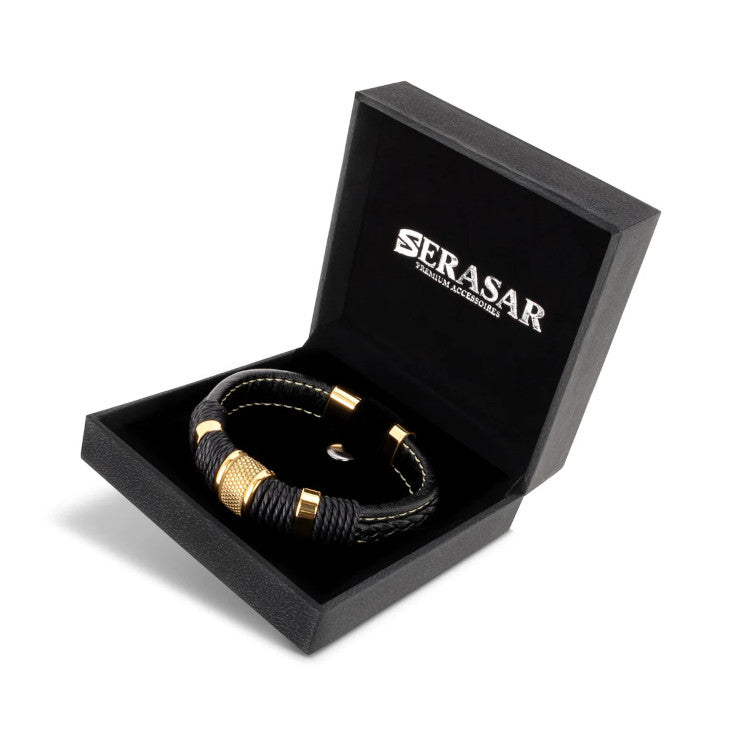 Leather Bracelet "Ring" Gold