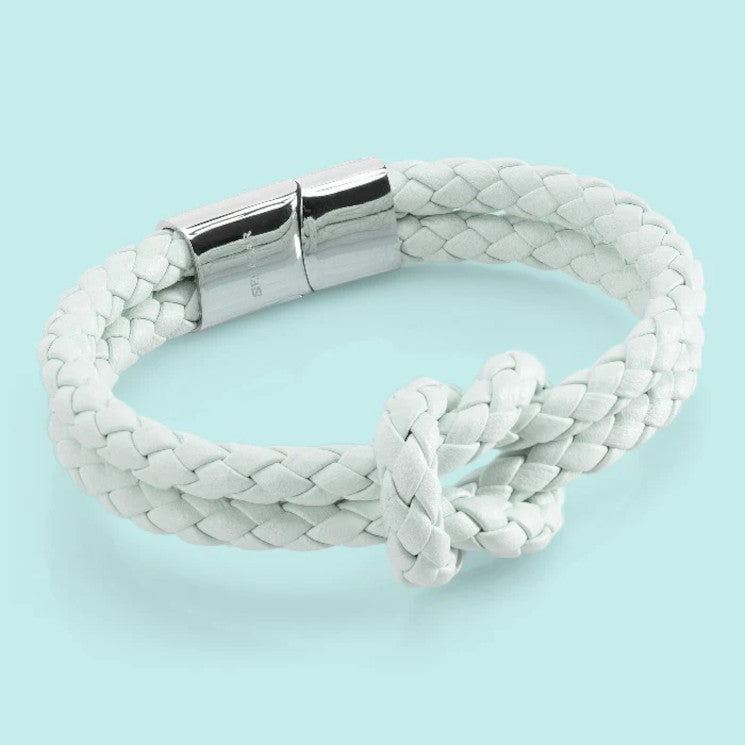 Leather bracelet “Knot” - Light Blue