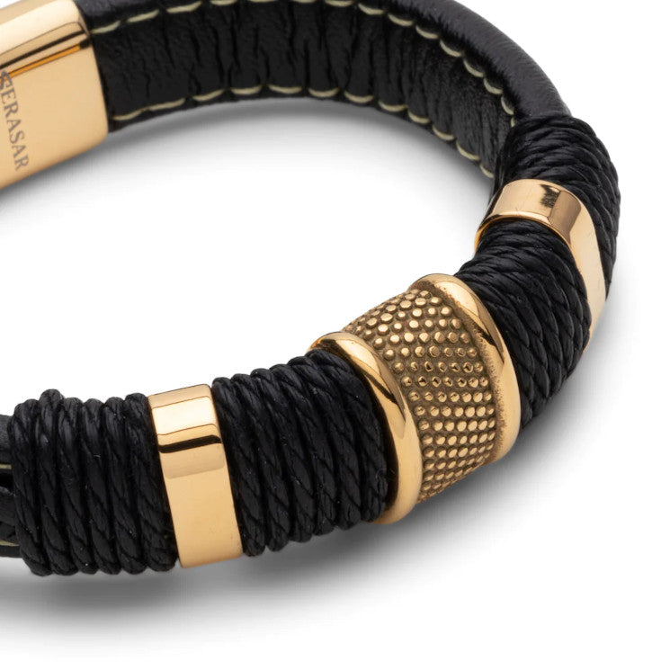 Leather Bracelet "Ring" Gold