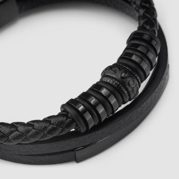 Leather Bracelet "Shine" Black